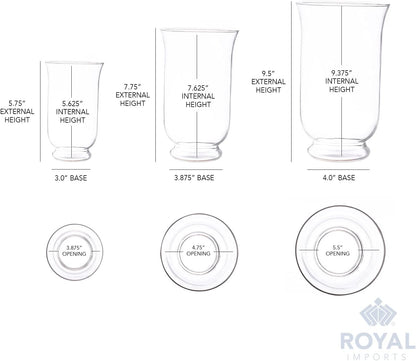 Royal Imports Hurricane Pillar Candle Holder, Clear Glass Flower Vase, Terrarium Planter, Decorative Centerpiece - Use for Floating Tealights, Wedding, Home Display, Holiday - 3 Pc Set, 6", 8" 10"