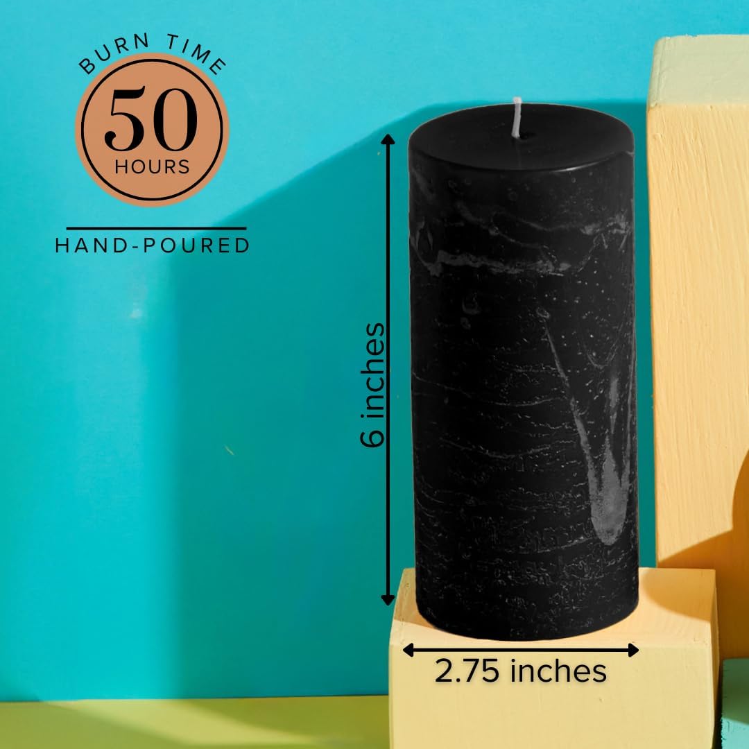 Simply Soson 3x6 inch Ivory Pillar Candles Set of 3, Rustic Texture, Unscented Ivory Candles, Dripless Candles, 3 inch Pillar Candles Ideal as Wedding, Parties, Spas, Dinner, Home Decoration, Church