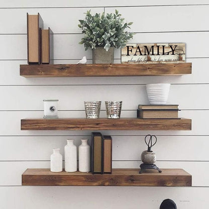 Wood Wall Decor Sign Family Wall Art Sign Home Inspirational Motto Printed Plaque Sign-Family, Where Life Begins and Love Never Ends 16"x5"-Wood Wall Decorations for Home Decor
