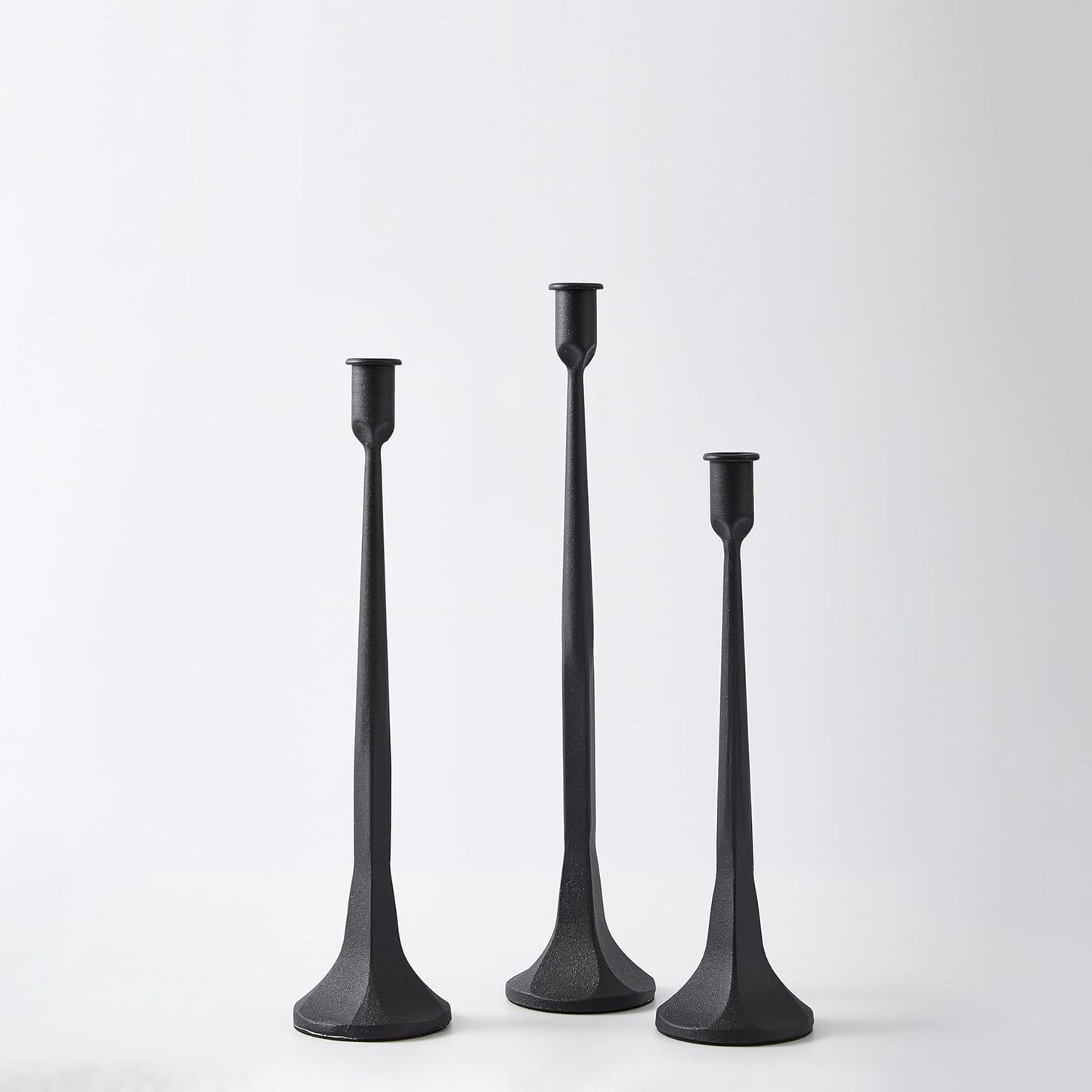 Denique Iron Taper Candle Holder Set of 3, Gold Candlestick Holders Decorative Candle Stand, Tapered Candle Holders Tall Set for Wedding, Dining Table, Home Decoration (Gold)