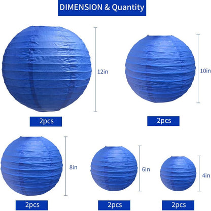 BEISHIDA 10Pcs White Paper Lanterns Decorative Chinese/Japanese Hanging Round Paper Lanterns Lamp for Birthday, Wedding, Christmas, Bridal, Home Decor, Party Decoration(Size of 4”, 6”, 8”, 10”)