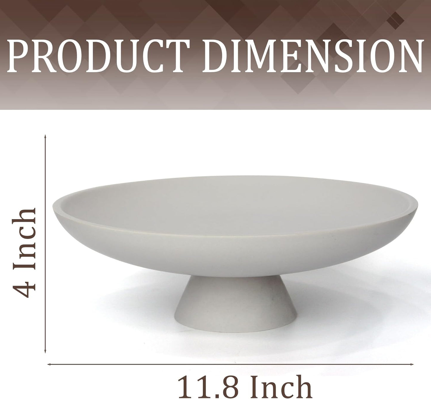 YMXYJM Modern Resin Pedestal Decorative Bowl, Large Fruit Bowl for Kitchen Counter, Stylish Key Bowl for Entryway Table, Beige