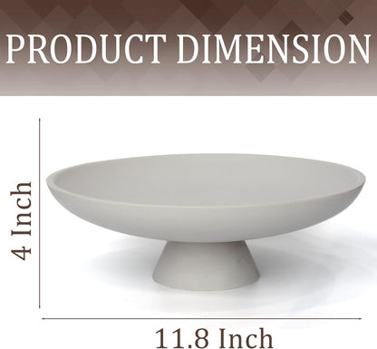 YMXYJM Modern Resin Pedestal Decorative Bowl, Large Fruit Bowl for Kitchen Counter, Stylish Key Bowl for Entryway Table, Beige