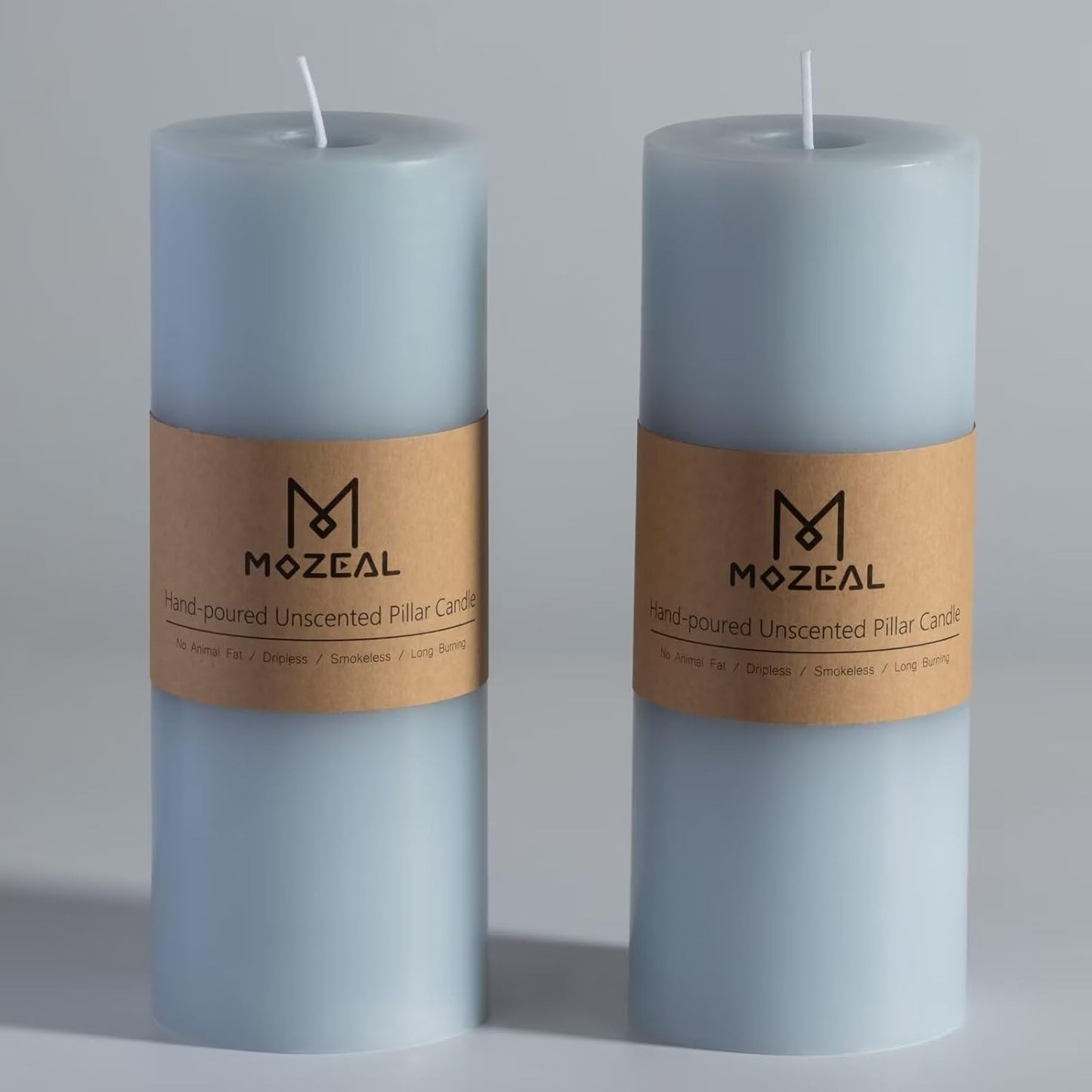 MOZEAL 3" x 4" Hand-Poured Unscented Candle,Dripless Pillar Candle Set of 3,Long Clean Burning,Approx 72 Hours Burn Time,Rustic Country Style,Wedding,Dinner,Christmas and Home Decor,White