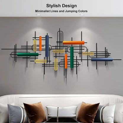 homary Large Metal Wall Art – 47.2" Modern 3D Abstract Geometric Overlapping Design, Iron Wall Decor for Living Room, Dining Room, Office