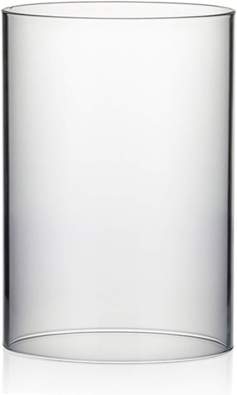 WGVI Hurricane Candle Holder Sleeve, Wide 4", Height 8", Clear Glass Cylinder Candleholder, Chimney Tube, Open Ended Candle Shade, 1 Piece - Colors B