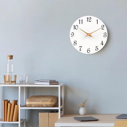 Mosewa Wall Clock 8 Inch Black Battery Operated Silent Non Ticking Simple Minimalist Rose Gold Numbers Decorative for Bedroom Living Room Kitchen Home Bathroom Office
