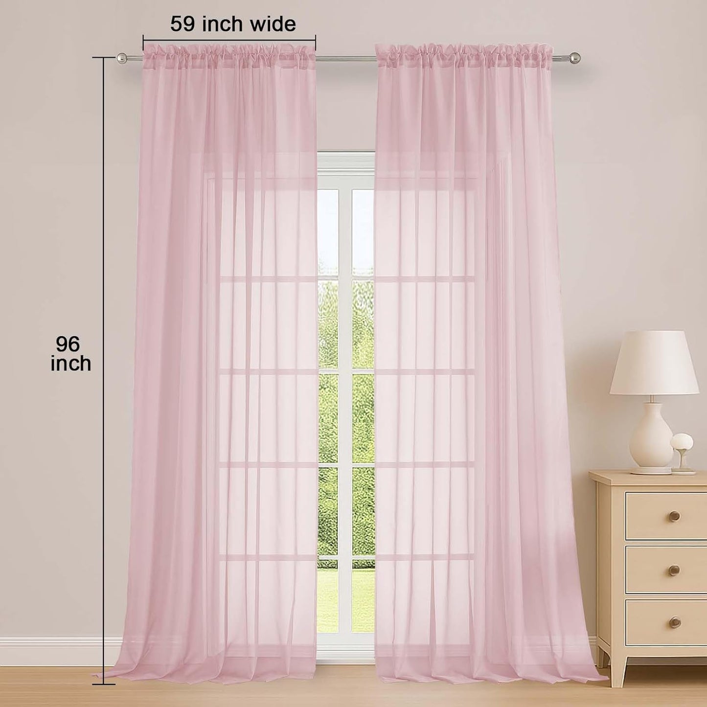 OWENIE Sheer Curtains 84 inches Long 2 Panels Set for Living Room/Bedroom, Rod Pocket Voile Sheer Panel Drapes, White, 2pcs, Each 42" W x 84" L - Colors A