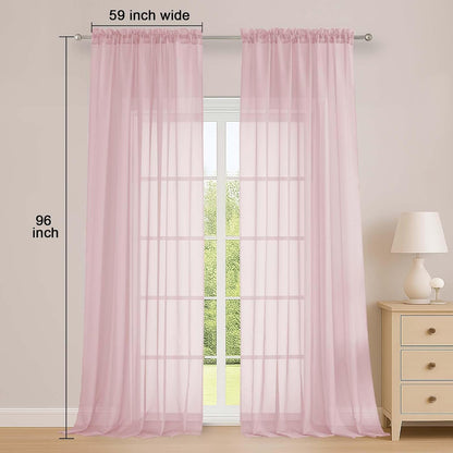 OWENIE Sheer Curtains 84 inches Long 2 Panels Set for Living Room/Bedroom, Rod Pocket Voile Sheer Panel Drapes, White, 2pcs, Each 42" W x 84" L - Colors A