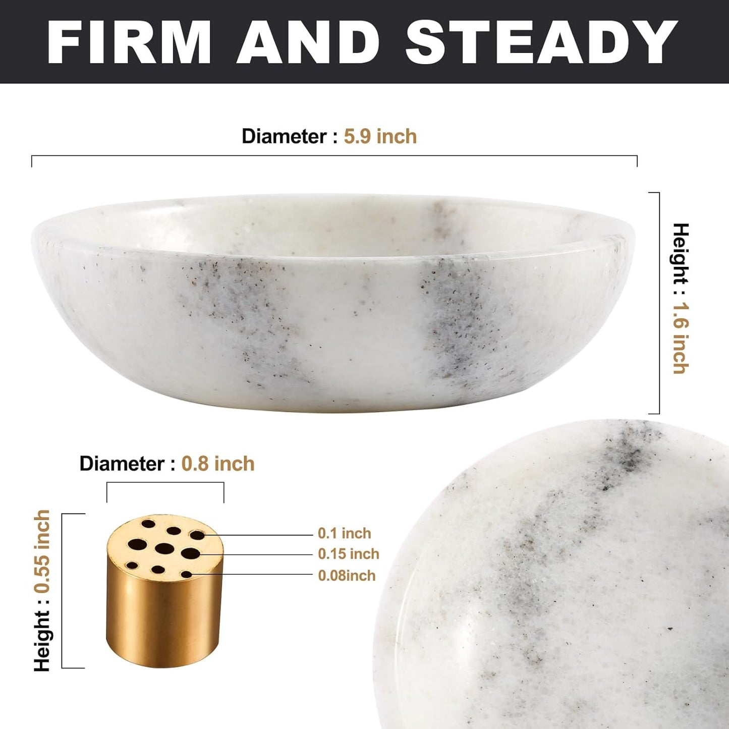 Koville Italian Travertine Incense Holder, 6" Incense Holders for Sticks, Sturdy Incense Burner Ash Catcher, Ideal for Meditation, Relaxing, Easy to Clean