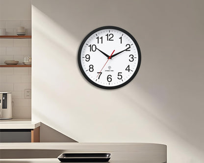 Rohioue Wall Clock Modern 8 Inch Battery Operated Silent Non Ticking Small Analog Clock for Living Room Office Home Bedroom Kitchen Bathroom(Black)