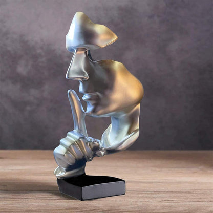 aboxoo Thinker Statue, Silence is Gold Abstract Art Figurine,Modern Home Resin Sculptures Decorative Objects,Table Top Decor for Livingroom Home Decor,Office Study Sculpture,Shh mask Statue(Gold)