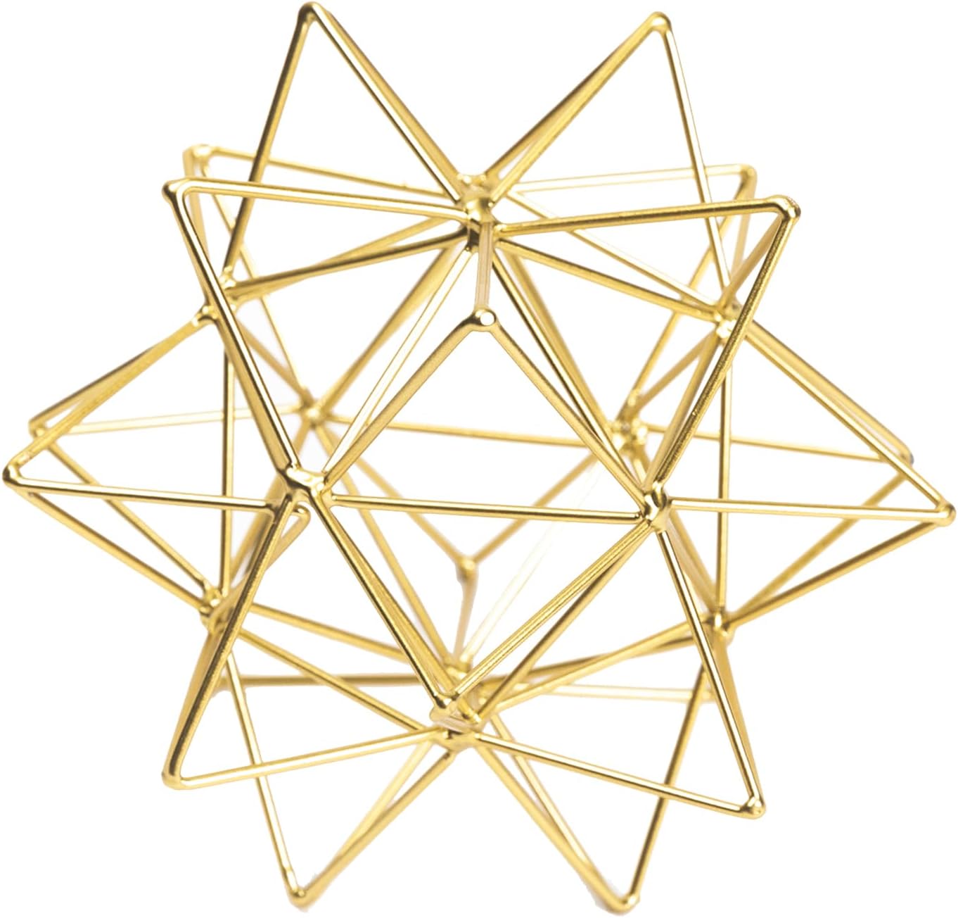 5.5" Gold Metal Geometric Sculpture, Modern Square Decorative Sphere, Small Tabletop Decoration Ball for Home Office Table Shelf Living Room Bedroom Desk Decor