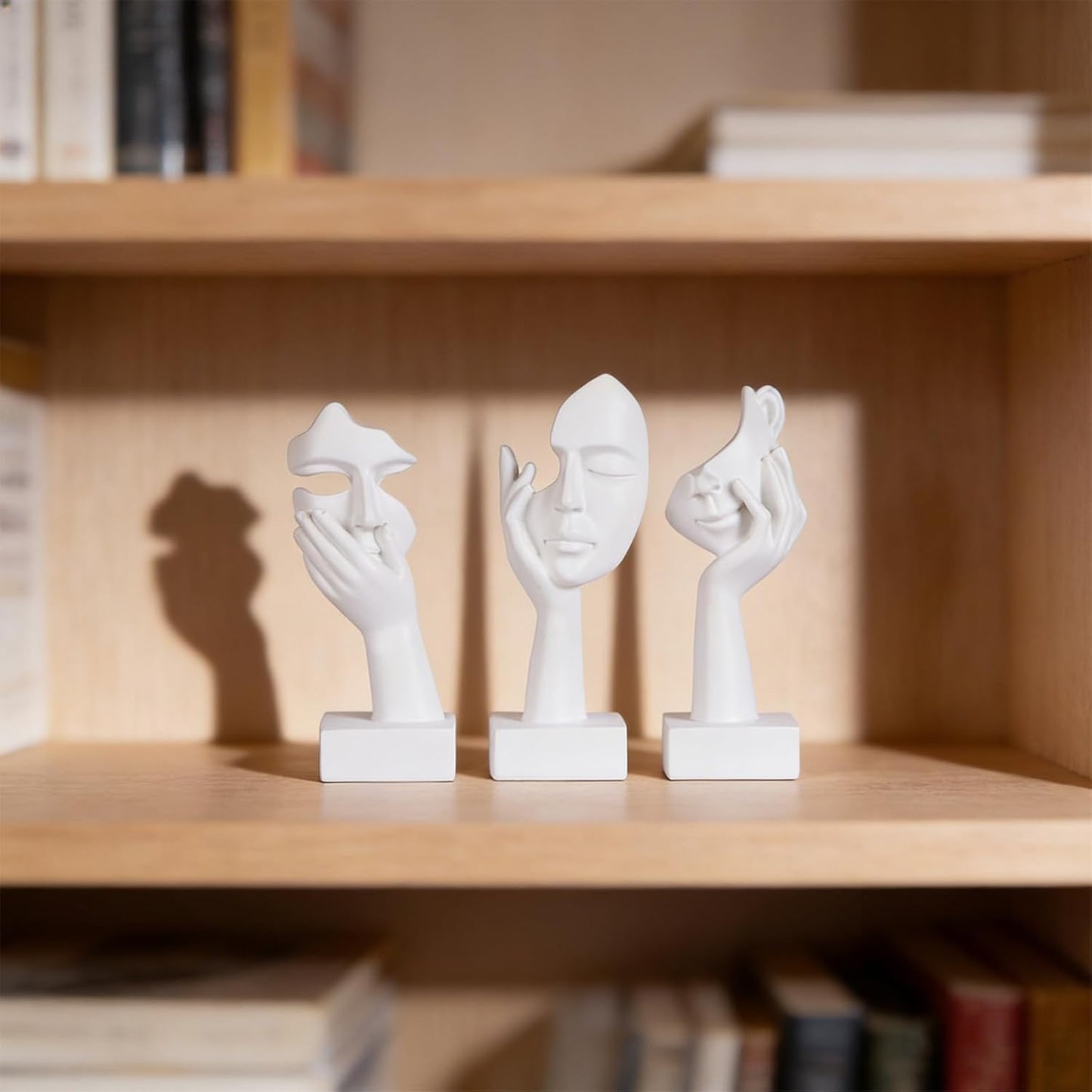 3 Pcs Thinker Small Statue Set - Black Gold Home Decor Abstract Art Figurines for Shelves, Living Room Coffee Table, Office Desktop (3 Pcs Gold, 6")