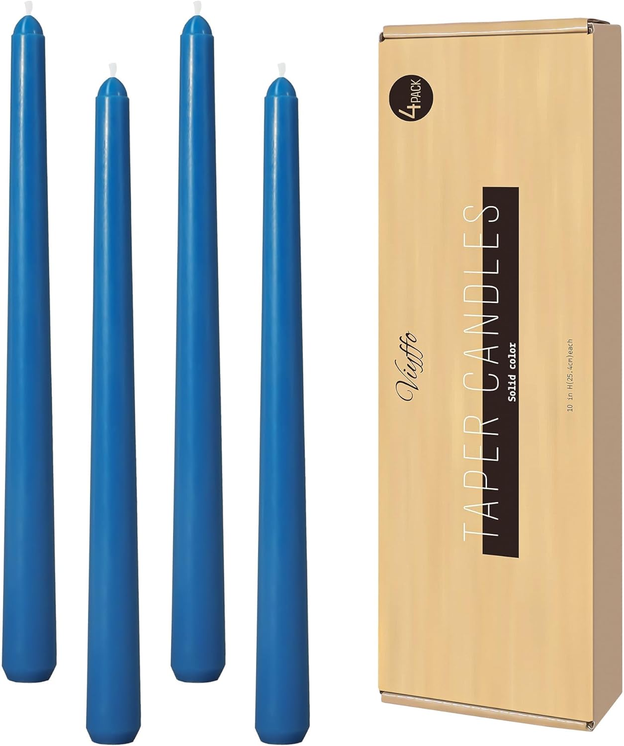Viyffo Taper Candles, 10 Inch, 4 Pack, Olive Glow – Unscented, Dripless & Smokeless Design, Up to 8 Hour Burn – Long Tall Taper Candlesticks for Wedding, Dinner & Home Decor