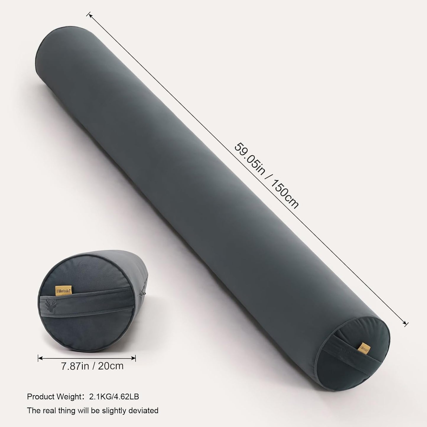 Body Pillow for Adults,Long Round Pillow,Big Cylindrical Pillow,Large Full Bolster Pillows for Side Sleepers (Steel Gray, 47.24"*7.87")