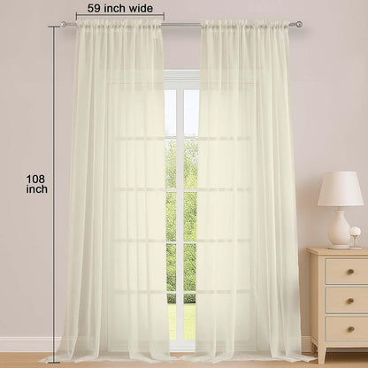 OWENIE Sheer Curtains 84 inches Long 2 Panels Set for Living Room/Bedroom, Rod Pocket Voile Sheer Panel Drapes, White, 2pcs, Each 42" W x 84" L - Colors B