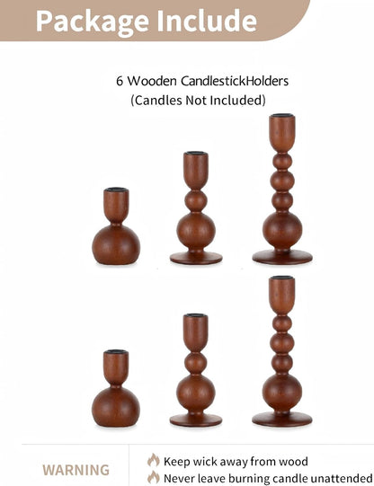 NUPTIO Candle Stick Holders Decor: Set of 3 Farmhouse Wooden Taper Candle Holders - Rustic Sage Green for Home Coffee Dinner Table