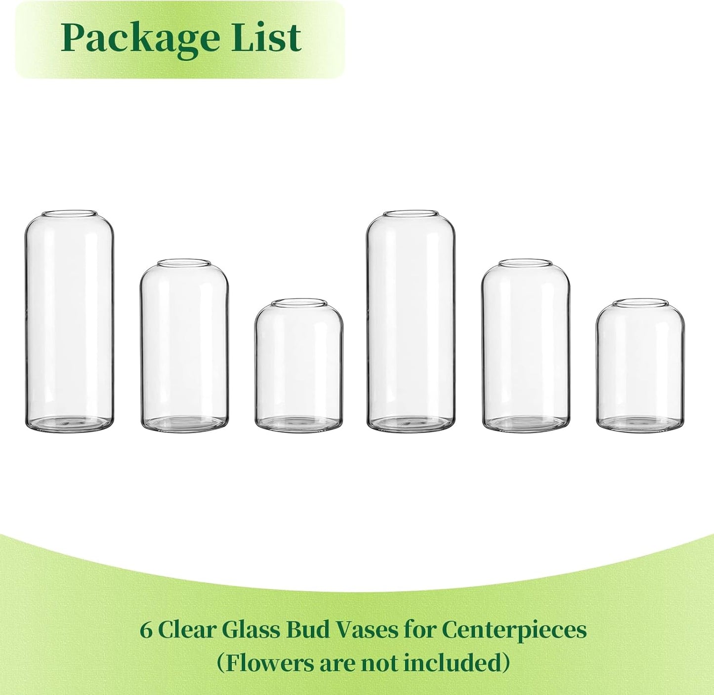Glass Bud Vases for Flowers - Hewory Blown Modern Small Glass Vases for Centerpieces Set of 12, Mini Clear Bulk Flower Vases for Wedding Party Events Home Decor Floral Arrangement (Not Include Flower)