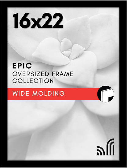 Americanflat 16x20 Picture Frame with Polished Plexiglass - Black Picture Frame - Wide Photo Frames Made of Engineered Wood for Vertical or Horizontal Wall Display - Epic Collection - Black - Colors A