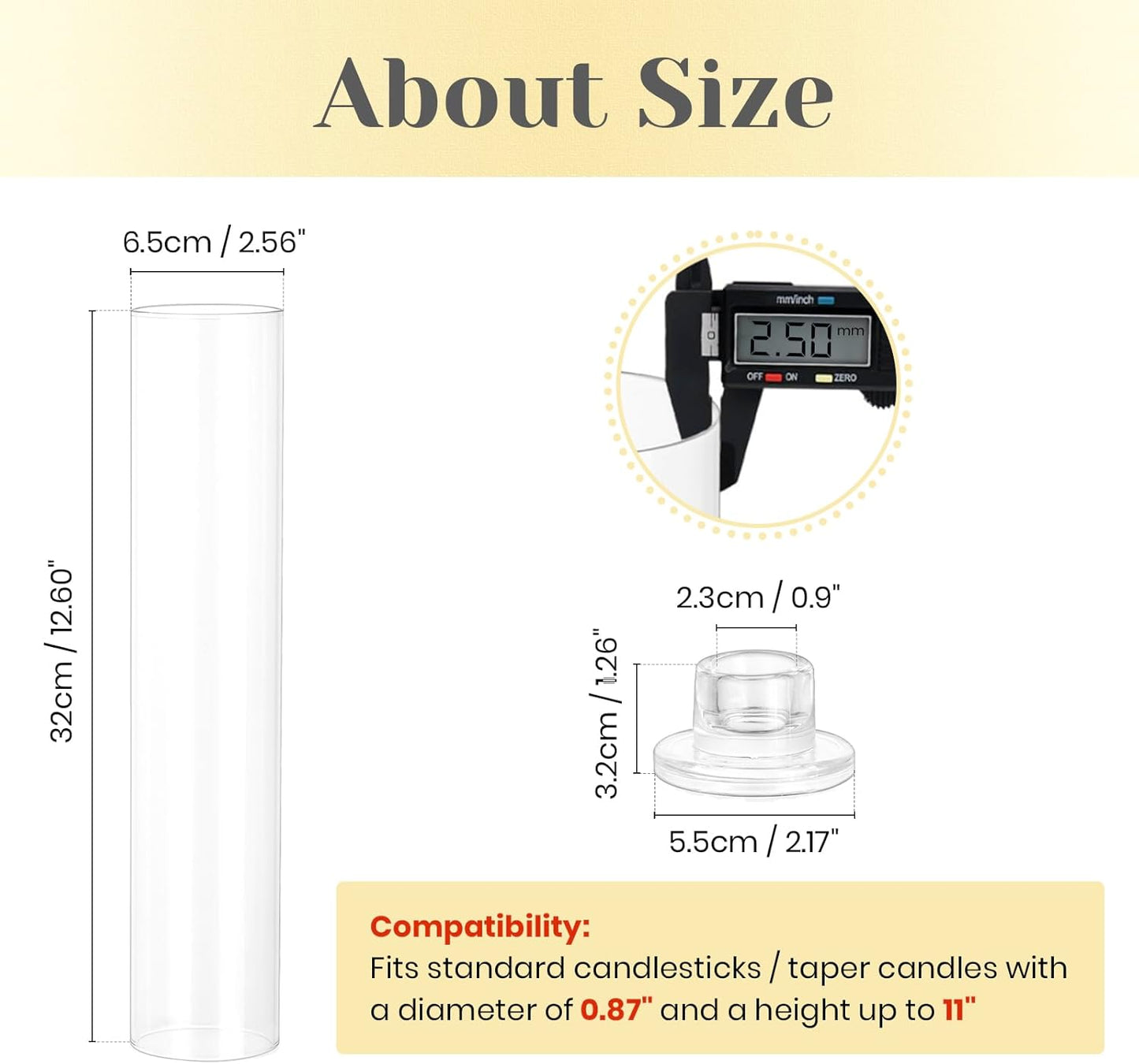 Hewory Hurricane Glass Candlestick Holders: 24PCS Clear Taper Candle Holders for Candlesticks with Windproof Design Ideal for Event Organizers for Table Centerpieces Weddings Christmas Home Decor