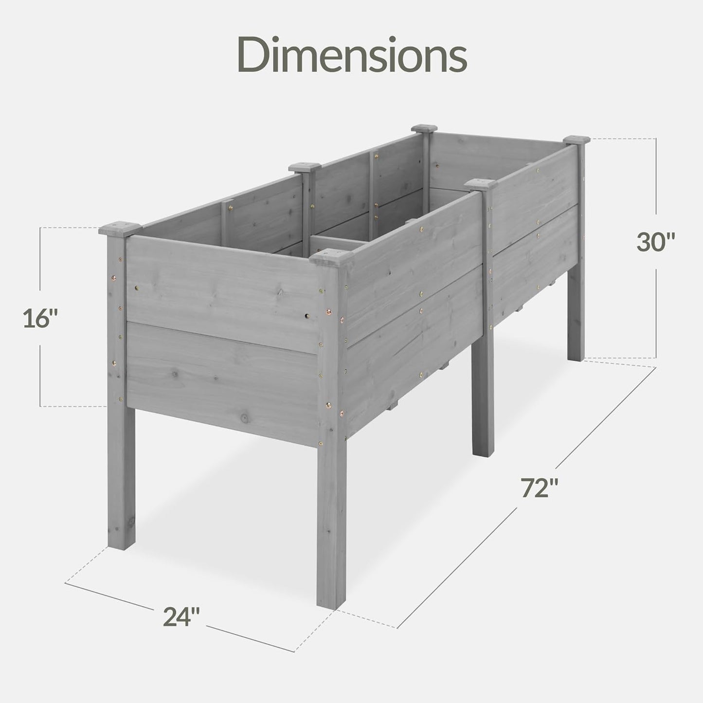 Best Choice Products 72x24x30in Raised Garden Bed, Elevated Wood Planter Box Stand for Backyard, Patio, Balcony w/Divider Panel, 6 Legs, 300lb Capacity - Natural