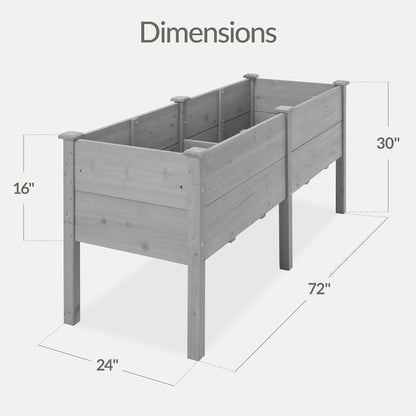 Best Choice Products 72x24x30in Raised Garden Bed, Elevated Wood Planter Box Stand for Backyard, Patio, Balcony w/Divider Panel, 6 Legs, 300lb Capacity - Natural