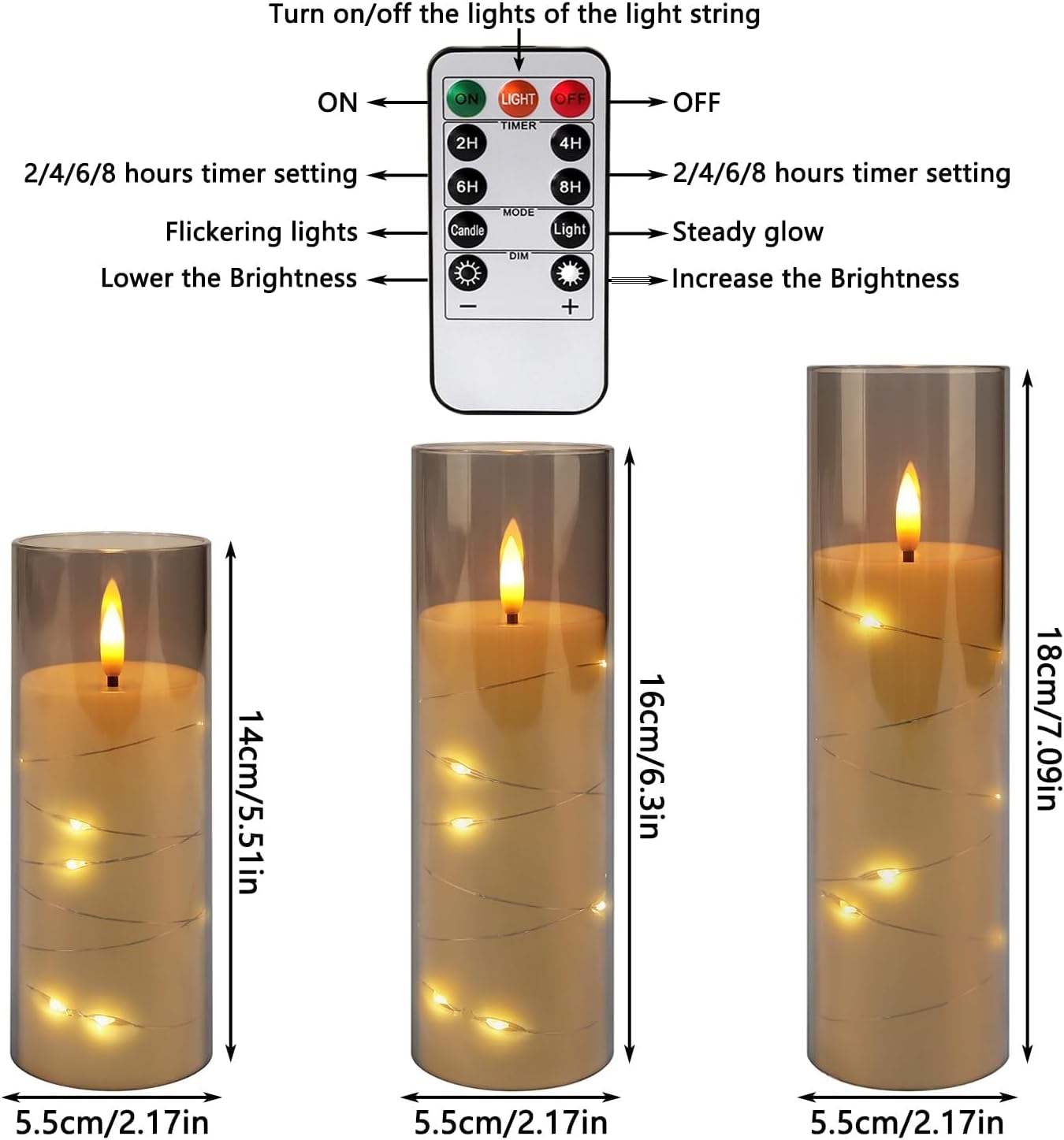 48- Pack of 3 Sizes of LED Flameless Candles.This Candle is Suitable for café, Fancy Restaurant, Bookstore and Other Scenes to Create a Relaxing and Romantic Atmosphere.