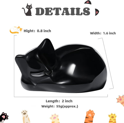 YATOJUZI 2" Cat Decors Statue Opal Moonstones Crystals Opalite Sleeping Cats Gemstone Hand-Carved Cute Animal Figurines Home Office Desk Decor Stocking Stuffers Cat Themed Ornaments Gifts for Women