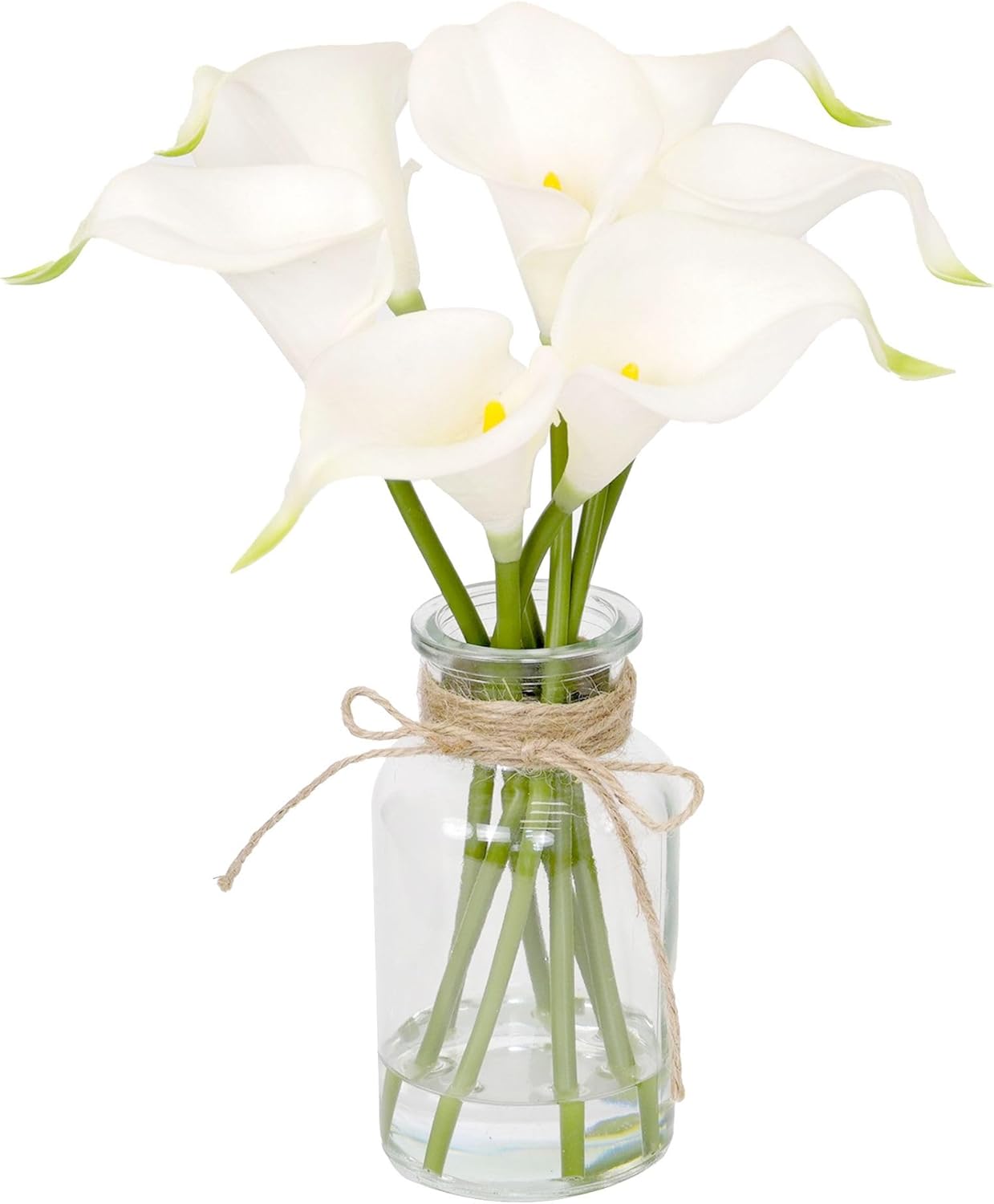 Muhanjia Artificial Eucalyptus Stems in Glass Vase with Faux Water,3Pcs Fake Plant with Double-Sided Green Leaves for Centerpiece(Double-Sided Green Eucalyptus)