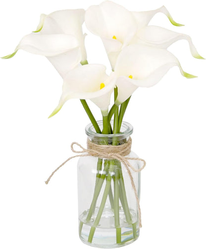 Muhanjia Artificial Eucalyptus Stems in Glass Vase with Faux Water,3Pcs Fake Plant with Double-Sided Green Leaves for Centerpiece(Double-Sided Green Eucalyptus)