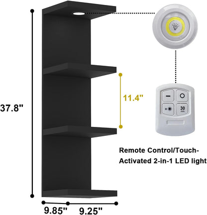 LitaEther Versatile 7 Tier Wall Shelf Unit,White Lack Wall Shelf,Display Floating Shelf with LED Remote Control Light