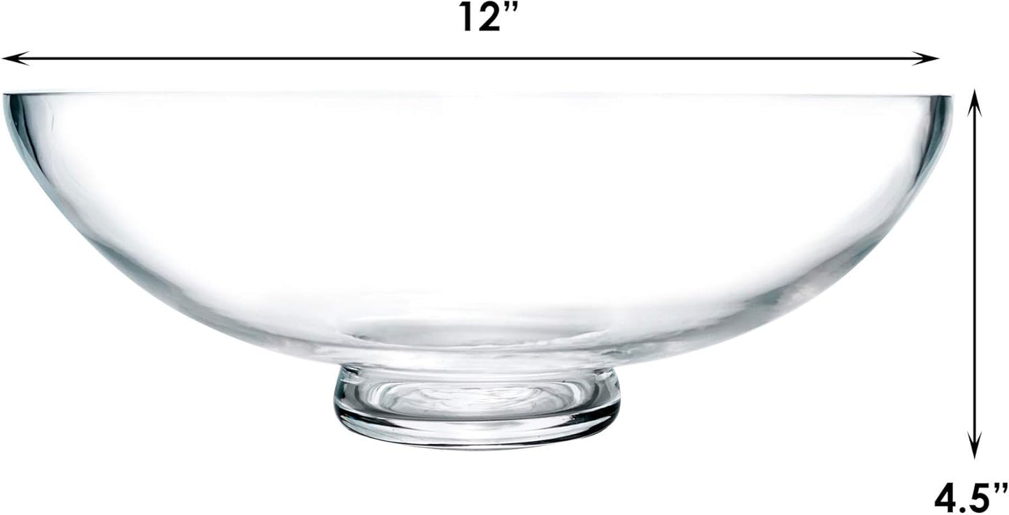 CYS EXCEL Glass Small Decorative Footed Bowl (H:3" D:8") Fruit Display Terrarium Compote Pedestal Vase Kitchen Table Centerpiece