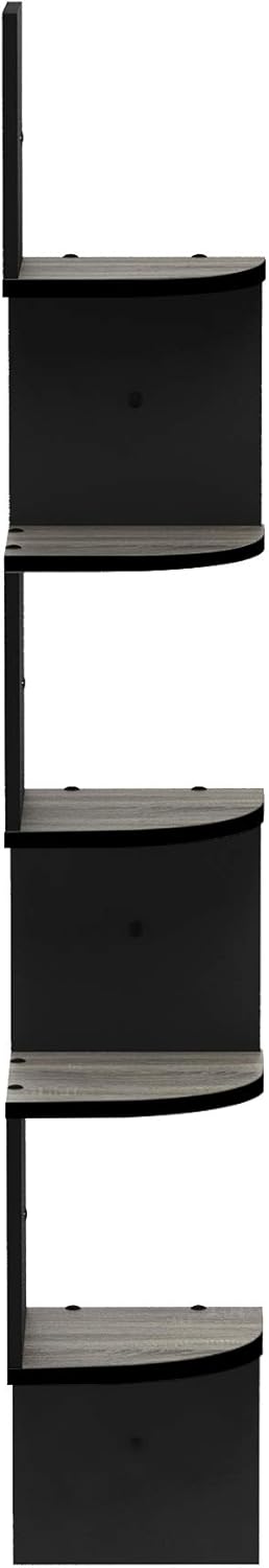 Furinno Rossi 5-Tier Wall Mount Floating Radial Corner Shelf, White