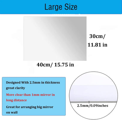 12'' Round Wall Mirror Tiles High Clear Reflecticon Self Adhesive Acrylic Mirror Sheets Circle Stickers for Bathroom, Bedroom, Door, Home Decor
