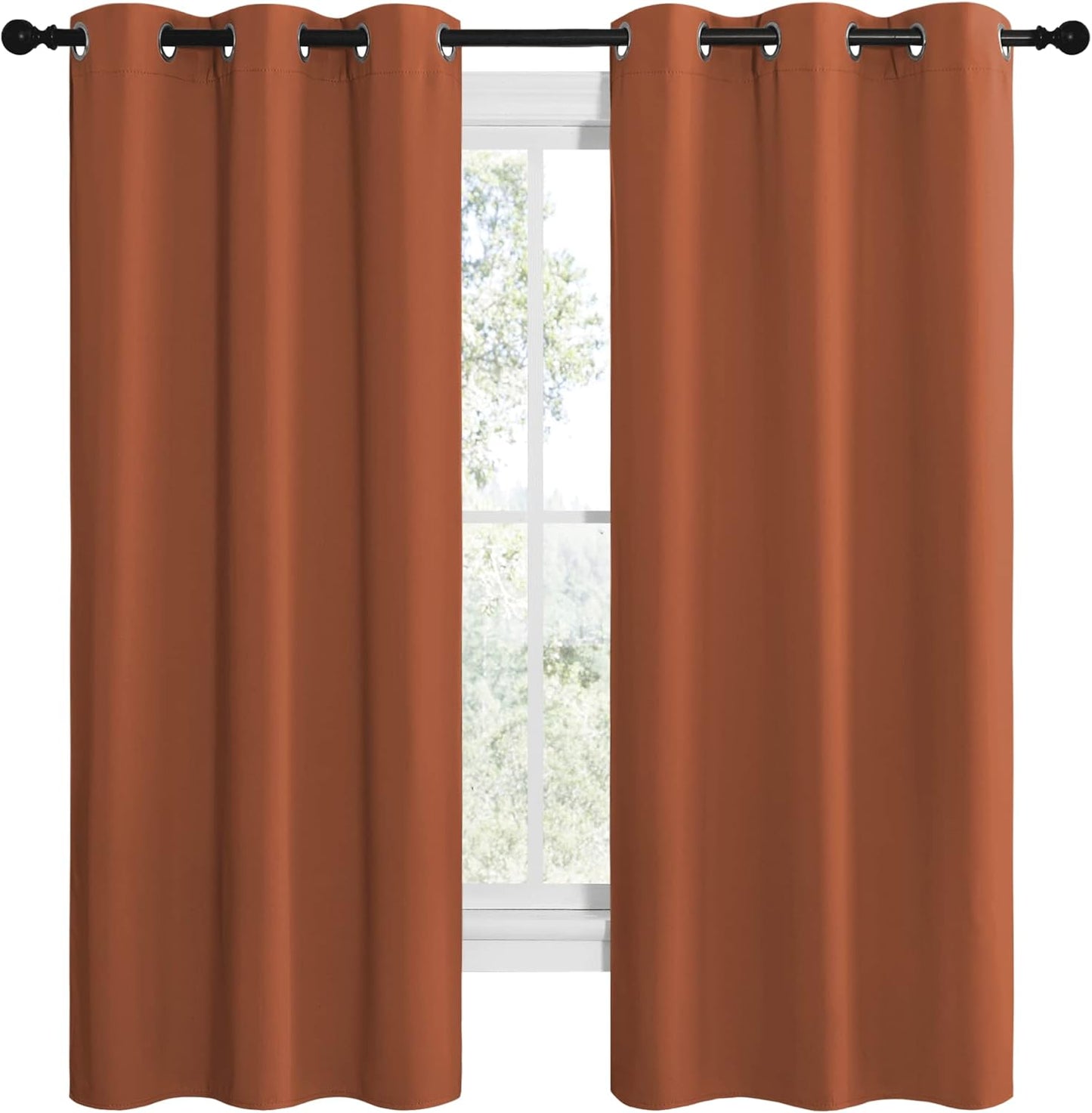 NICETOWN Halloween Pitch Black Solid Thermal Insulated Grommet Blackout Curtains/Drapes for Bedroom Window (2 Panels, 42 inches Wide by 63 inches Long, Black) - Colors B