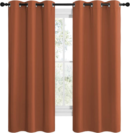 NICETOWN Halloween Pitch Black Solid Thermal Insulated Grommet Blackout Curtains/Drapes for Bedroom Window (2 Panels, 42 inches Wide by 63 inches Long, Black) - Colors B