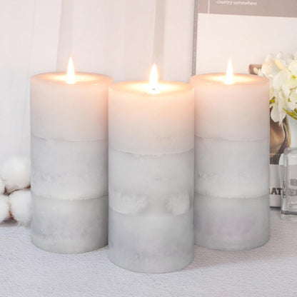 Pillar Candles Vanilla Cupcake Scented Immeiscent Aromatherapy Candle 50+ Hours Clean Burning Long Lasting Mottled Layered Candles for Home Scented SPA Restaurant Set of 3