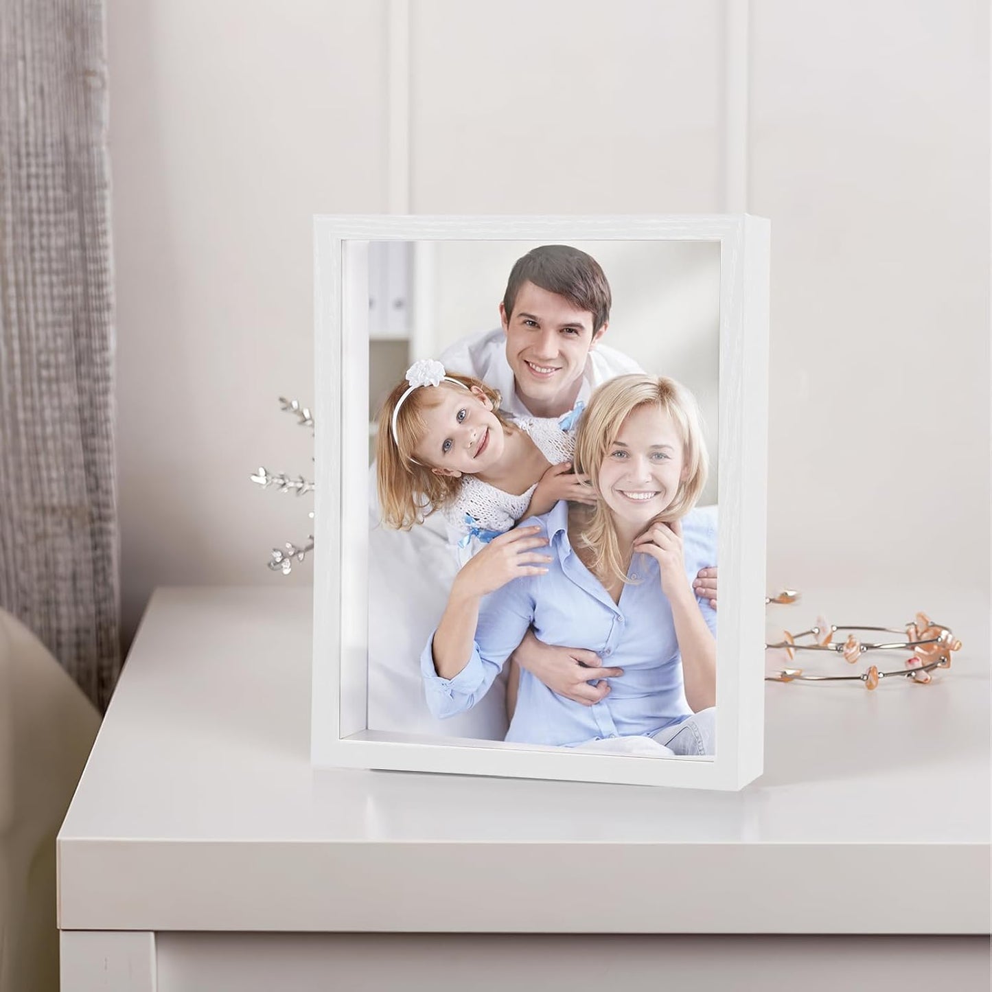 Shadow Box Frame 8x10 - 3 Pack Wood Deep Shadowbox with Glass Shadow Boxes Display Cases Suitable for Photos, Dried Flowers, Handicrafts Picture Frames for Wall (Black)