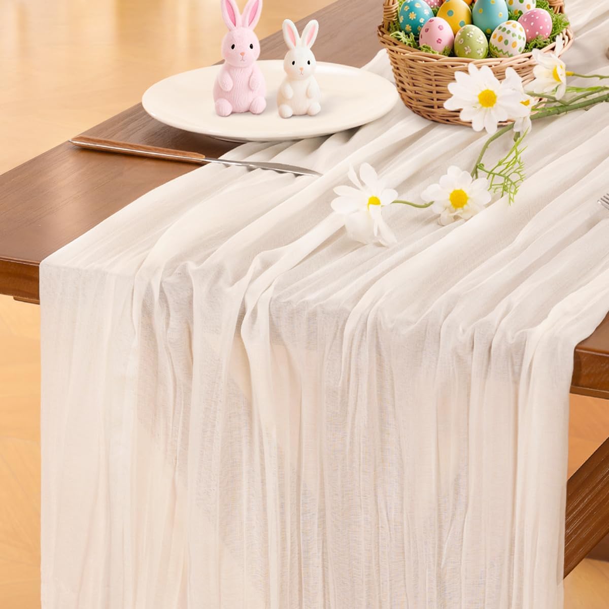 Socomi 3pcs Sage Green Cheesecloth Table Runner Summer Boho Rustic Gauze 120 inch 10FT Cheese Cloth Sheer Runner for Wedding Party Baby Shower Home Decor Holiday Decorations