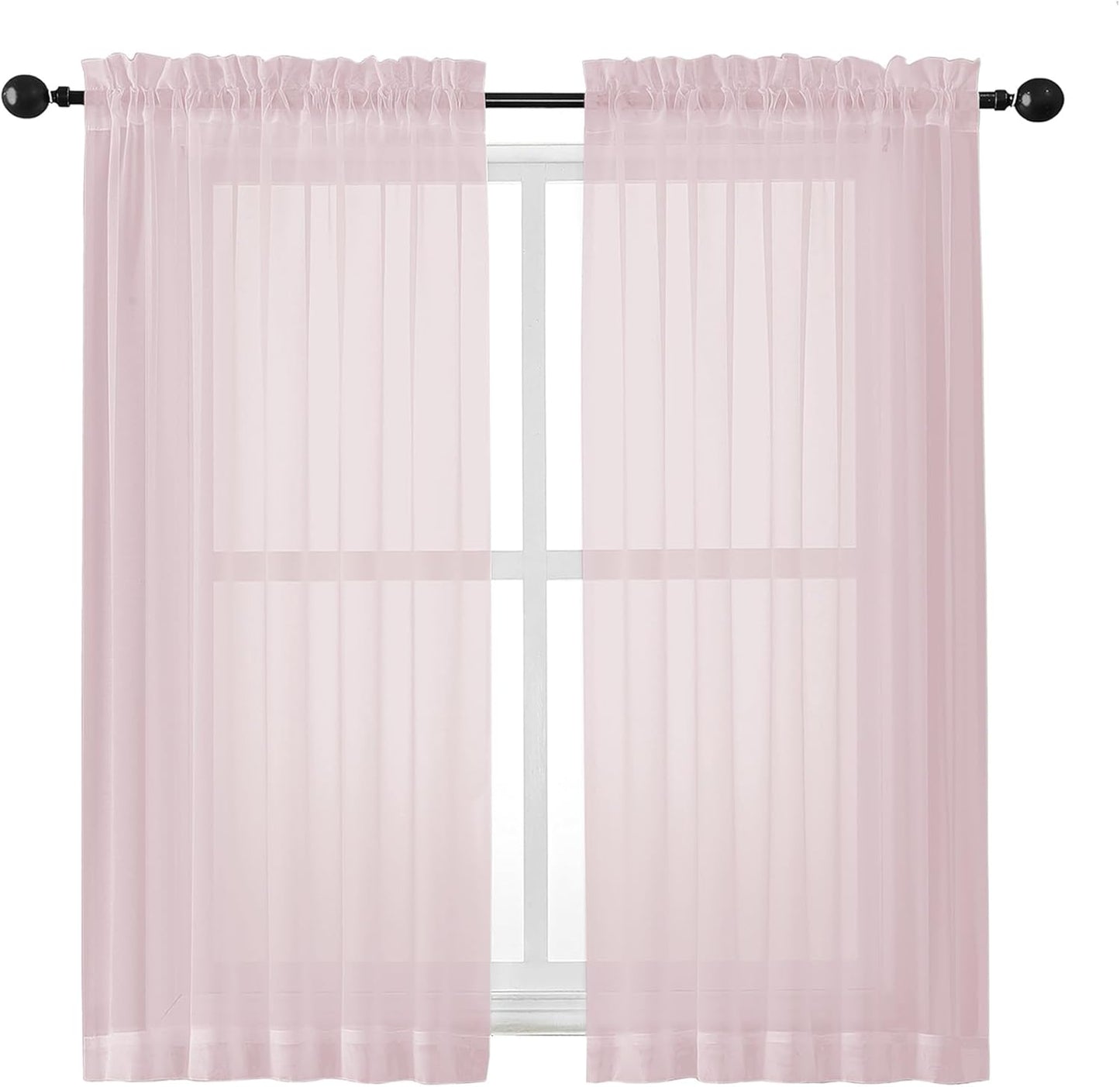 OWENIE Sheer Curtains 84 inches Long 2 Panels Set for Living Room/Bedroom, Rod Pocket Voile Sheer Panel Drapes, White, 2pcs, Each 42" W x 84" L - Colors A
