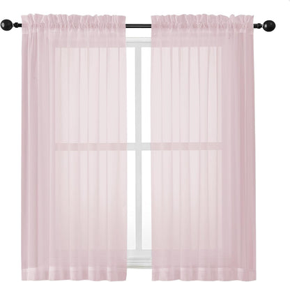 OWENIE Sheer Curtains 84 inches Long 2 Panels Set for Living Room/Bedroom, Rod Pocket Voile Sheer Panel Drapes, White, 2pcs, Each 42" W x 84" L - Colors A
