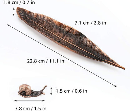 Accmor Incense Holder Set, Leaf and Snail Incense Burner, Incense Ash Catcher, Incense Sticks Holder for Counters, Meditation Room, Yoga, Home, Office, Gold
