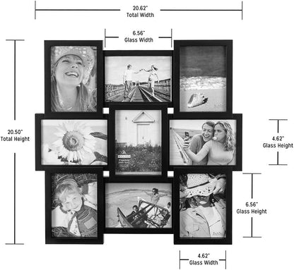 Malden International Designs 5 x 7 9-Opening Dimensional Collage Photo Wall Frame, Black