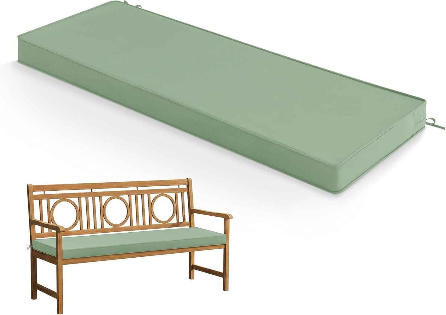 Summsun Outdoor Bench Cushion: Waterproof and Fade Resistant Patio Furniture Cushions - Non-Slip Bench Pad Cushion with Removable Cover for Garden Swing Porch Sofa Settee, 48 x 18 x 3 Inch, Black
