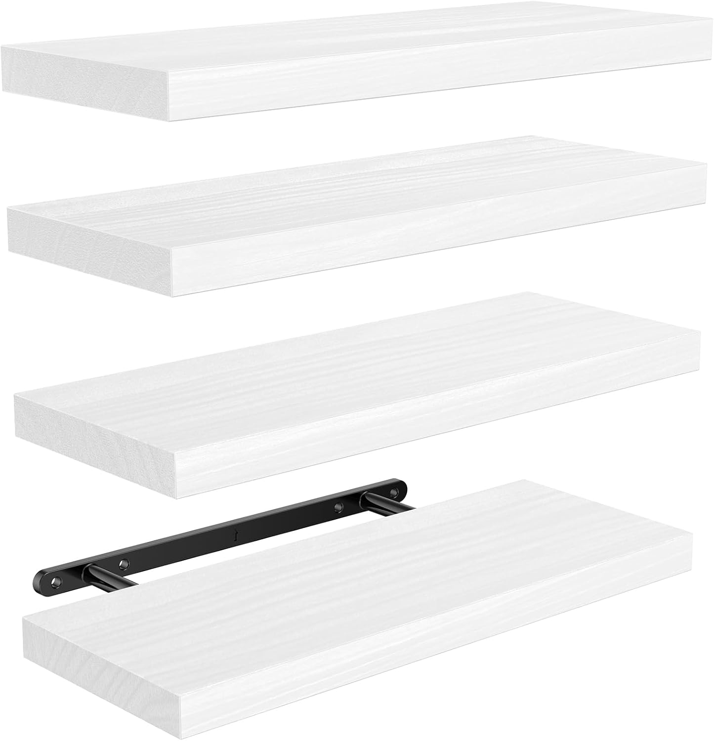 Amada Homefurnishing Floating Shelves, Paulownia Wood Wall Shelves for Living Room/Bedroom/Kitchen/Home Office, Wood Floating Shelf for Home Storage & Organization, Set of 4, 15.75″L x 5.91″W x 0.98″H