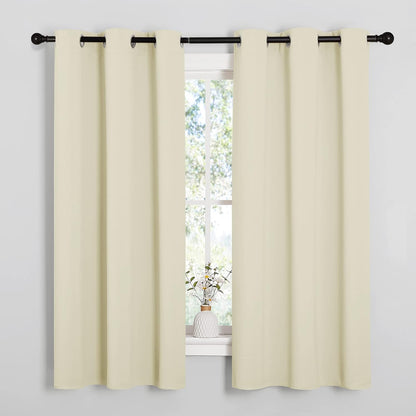 NICETOWN Halloween Pitch Black Solid Thermal Insulated Grommet Blackout Curtains/Drapes for Bedroom Window (2 Panels, 42 inches Wide by 63 inches Long, Black) - Colors C