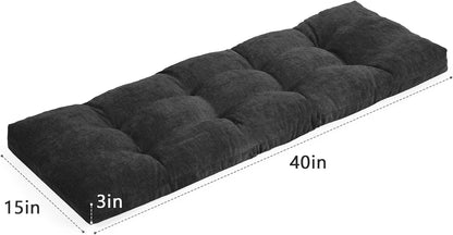 baibu 36 Inch Memory Foam Bench Cushion, Dual-Layer Patent Design Non-Slip Indoor Bench Cushion with Ties, 36x15x3Inch, Beige