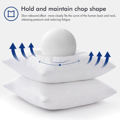 MIULEE 22x22 Pillow Inserts,Set of 2 Down Feather Throw Pillows for Couch Sofa Bed, Decorative Fluffy Throw Pillow Inserts Cotton Fabric,White