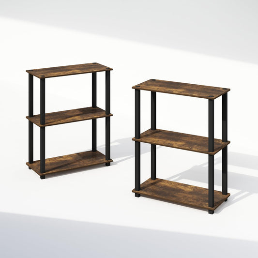 Furinno TURN-N-TUBE Corner Shelf, 5-Tier Corner Bookshelf, Open Storage Shelves, for Organization and Storage, Living Room, Home Office, Garage, Bedroom, Espresso - Colors A